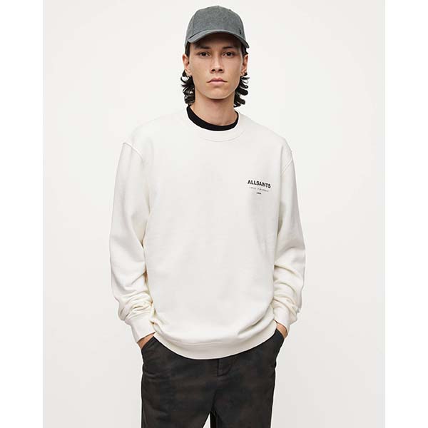 Allsaints Australia Mens Underground Oversized Crew Neck Sweatshirt Ash White AU54-156